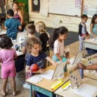 a grade 1 class of students using Feedback Frames